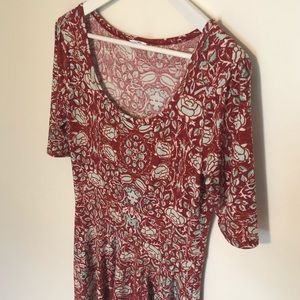 Nicole Dress - Red & Mint Green Floral Print